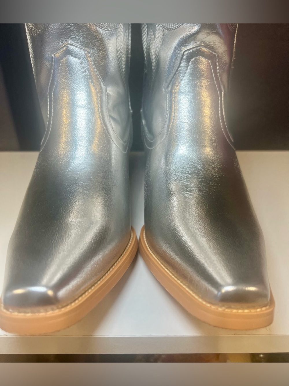 Silver Metallic Cowboy Boots Western Size 7 - Picture 6 of 13